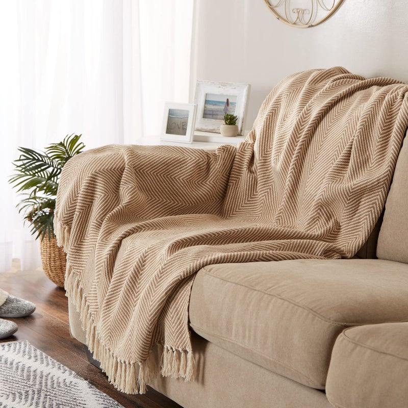 DII Rustic Farmhouse Cotton Chevron Blanket Throw with Fringe for Chair, Couch, Picnic, Camping, Beach, & Everyday Use, 50 x 60 - Urban Chevron Stone - Image 4